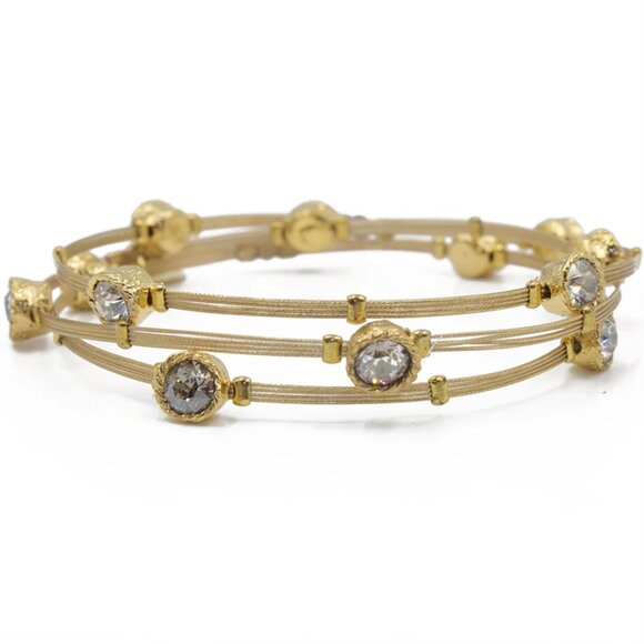 Monet Wrap Around Gold Bracelet with Sparkly Crystals, NWT - Picture 1 of 10